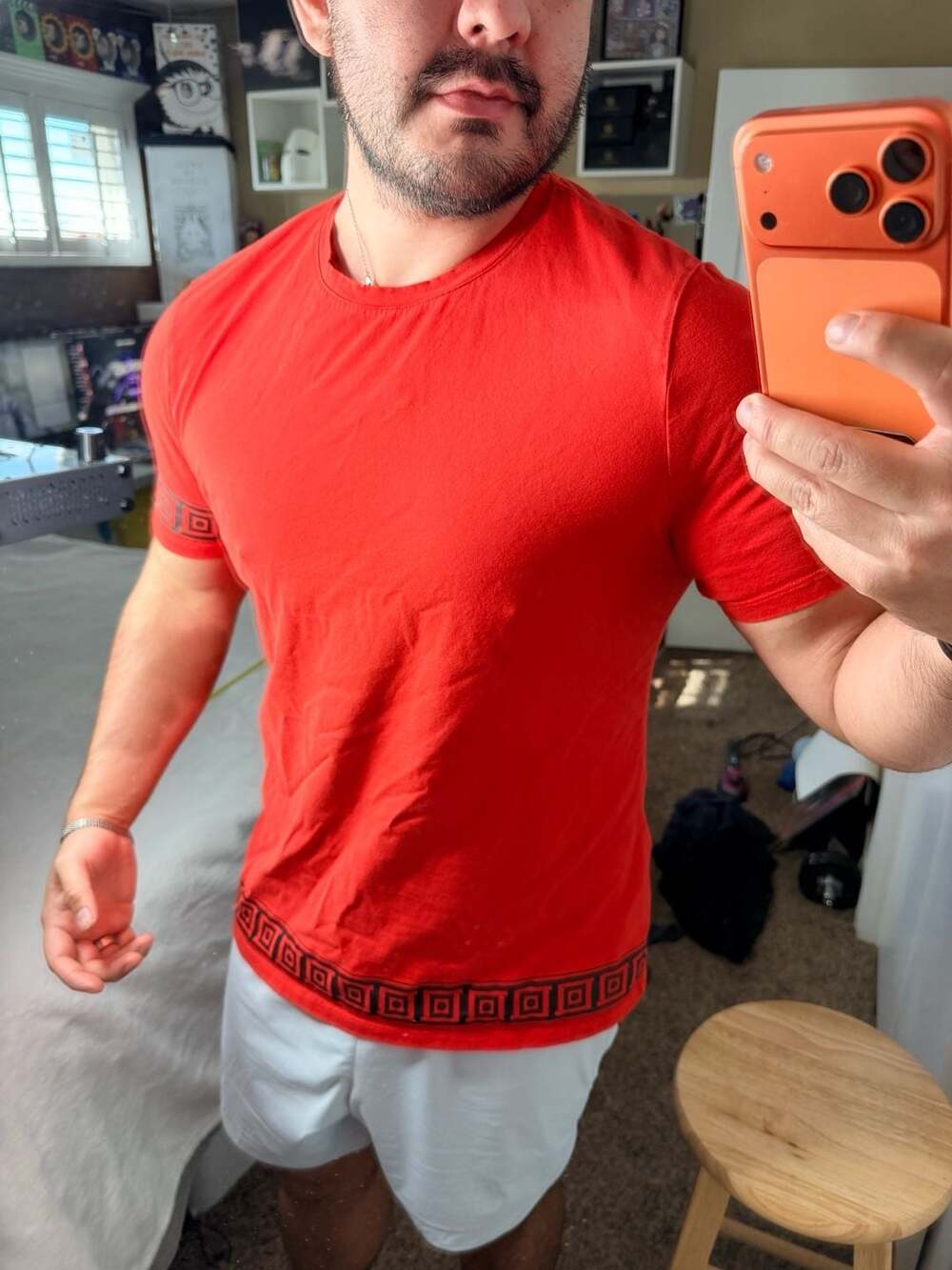 Versace Collection Red Greek Key Trim T-Shirt XXL